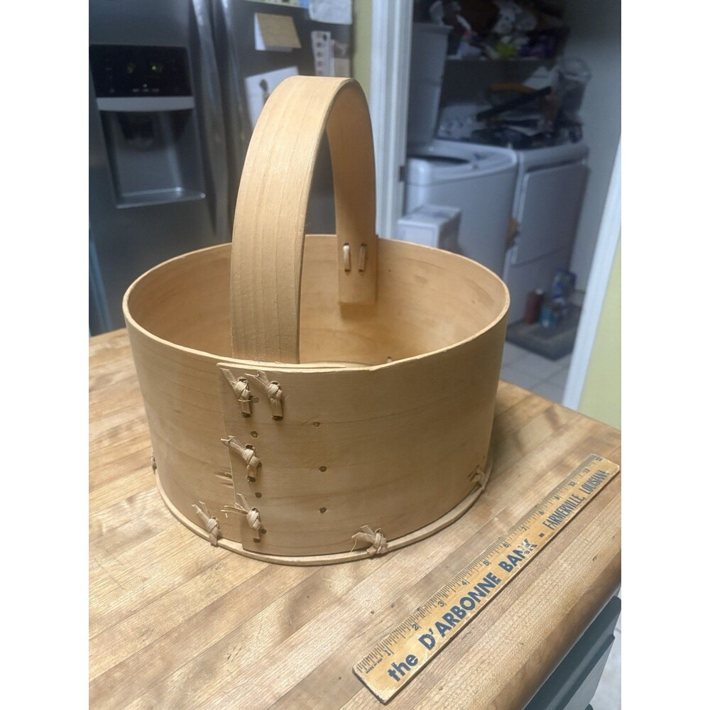 12 Inch Shaker Style Bent Wood Basket with Handle